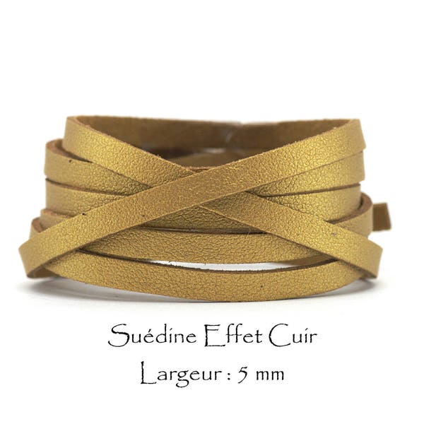 1 Mètre de Cordon Suédine Effet Cuir - Larg. : 5 mm - Couleur Or