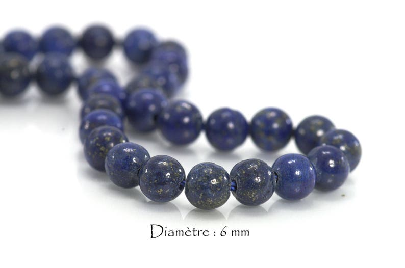 10 perles Lapis lazuli Diamètre : 6 mm Couleur Bleu Marine image 1