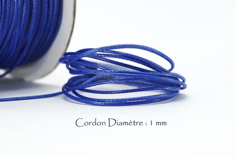 5 Mètres de Fil Cordon polyester ciré Ep. : 1 mm Couleur Bleu Indigo image 1