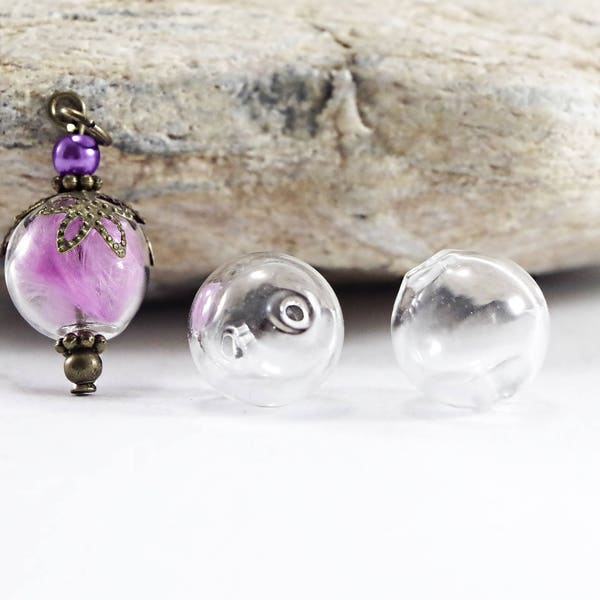 5 Perles bulle - Globe en verre soufflé - Diam. 13 mm - Verre Transparent