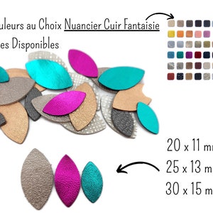 Pétales Feuilles de cuir, Couleurs Fantaisie au Choix, 3 Dimensions au Choix, Vendu par lot de 6 image 1