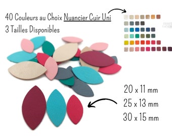 Hojas de cuero de pétalos, colores unidos para elegir, 3 dimensiones para elegir, se venden en lotes de 6