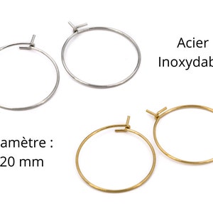 10 Hoop Type Rings in Stainless Steel, Support for Earrings - Diam. 20mm