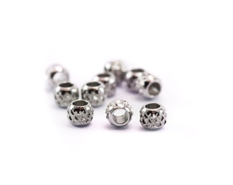 20 Round Stainless Steel Beads, Dimension: 3 x 2.5 mm, Silver Color