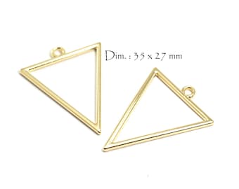 4 Breloques Triangle évidé Forme Géométrique - Dim. 35 x 27 mm - Couleur Or Doré