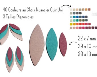 Navettes, Pétales Feuilles de cuir, Couleurs Unis au Choix, 3 Dimensions au Choix, Vendu par lot de 6