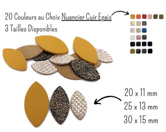 Pétales Feuilles de cuir, Couleurs Epais au Choix, 3 Dimensions au Choix, Vendu par lot de 6