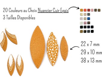 Navettes, Pétales Feuilles de cuir, Couleurs Epais au Choix, 3 Dimensions au Choix, Vendu par lot de 6