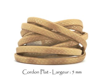 1 M - Cordon Simili Texturé - Larg. : 5 mm / Ep. : 2 mm - Couleur Camel avec petits points Or