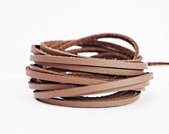 2 Mètres de Cordon Suédine Effet Cuir - Largeur 3 mm - Couleur Marron Chocolat