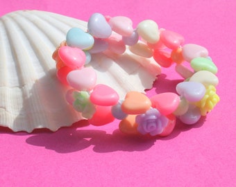 Elastic bracelet child hearts and roses