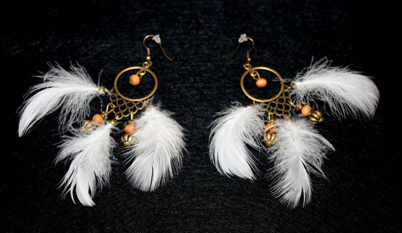 Indian style feather earrings image 2