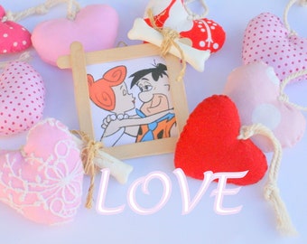 Decorative fabric heart to hang, to offer, Valentine's Day