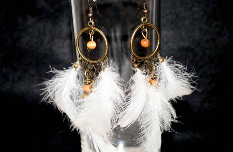 Indian style feather earrings image 1