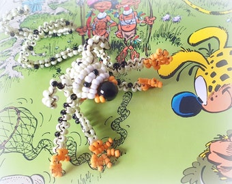 Animaux en perles :animal inspiré de Marsupilami (André Franquin) en perles de rocaille