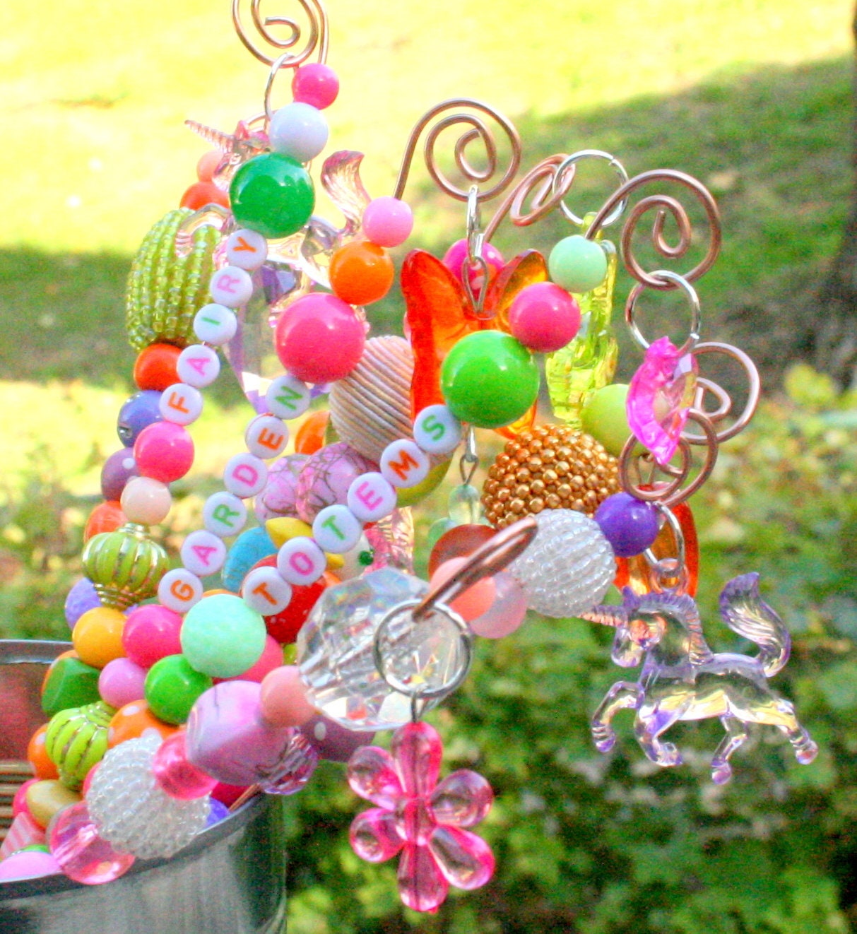 Décoration en Perles Fairy Garden Totems à Planter Pot de Fleurs, Jardin