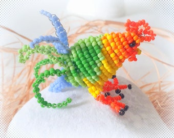 Beaded animals: rooster in seed beads