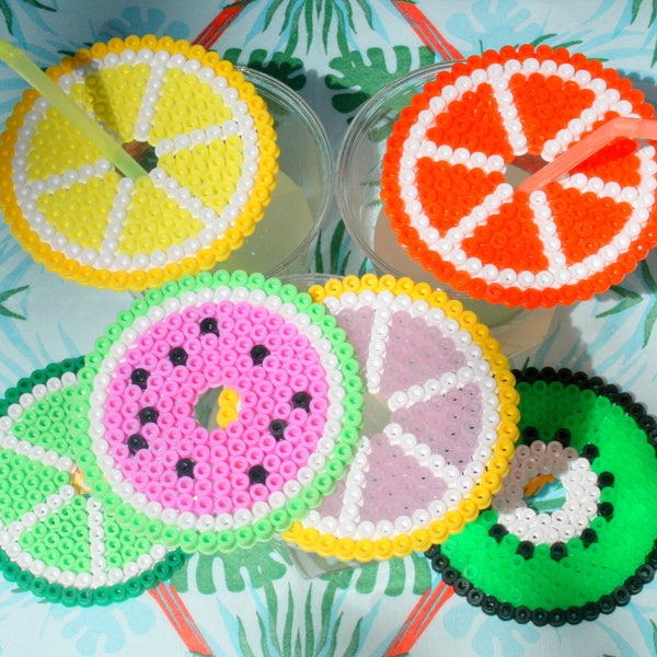 Decorative fruit cover for glass in hama beads