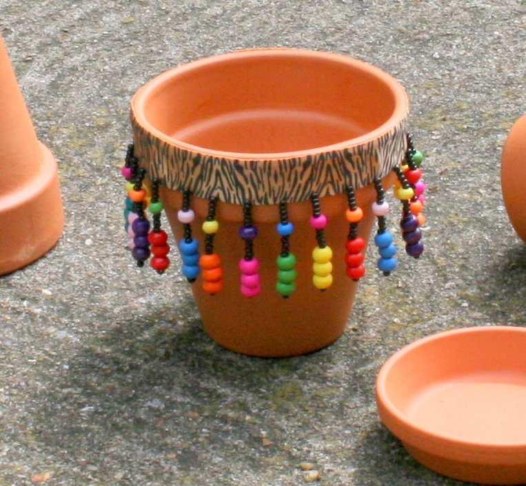 Pot de Fleurs en Perles Bois