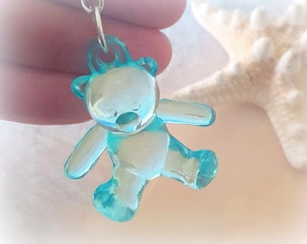 Translucent teddy bear keyring