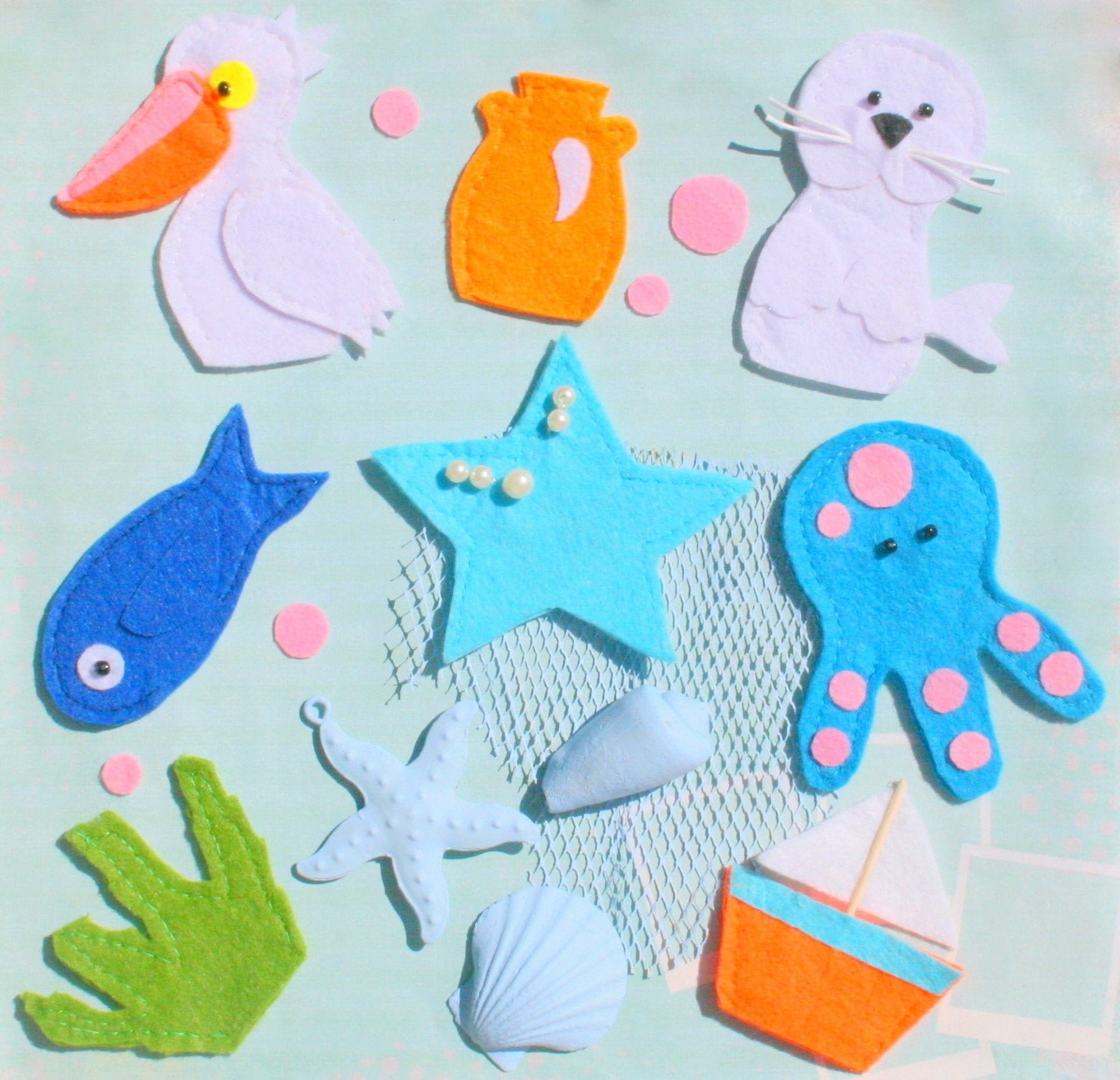 Marionnettes Doigts Mer en Feutrine Lot de 5