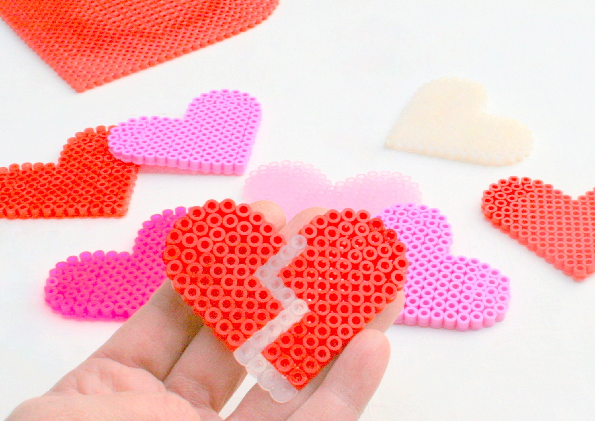 Décorations Cœurs en Perles Hama Lot de 2 Saint-Valentin