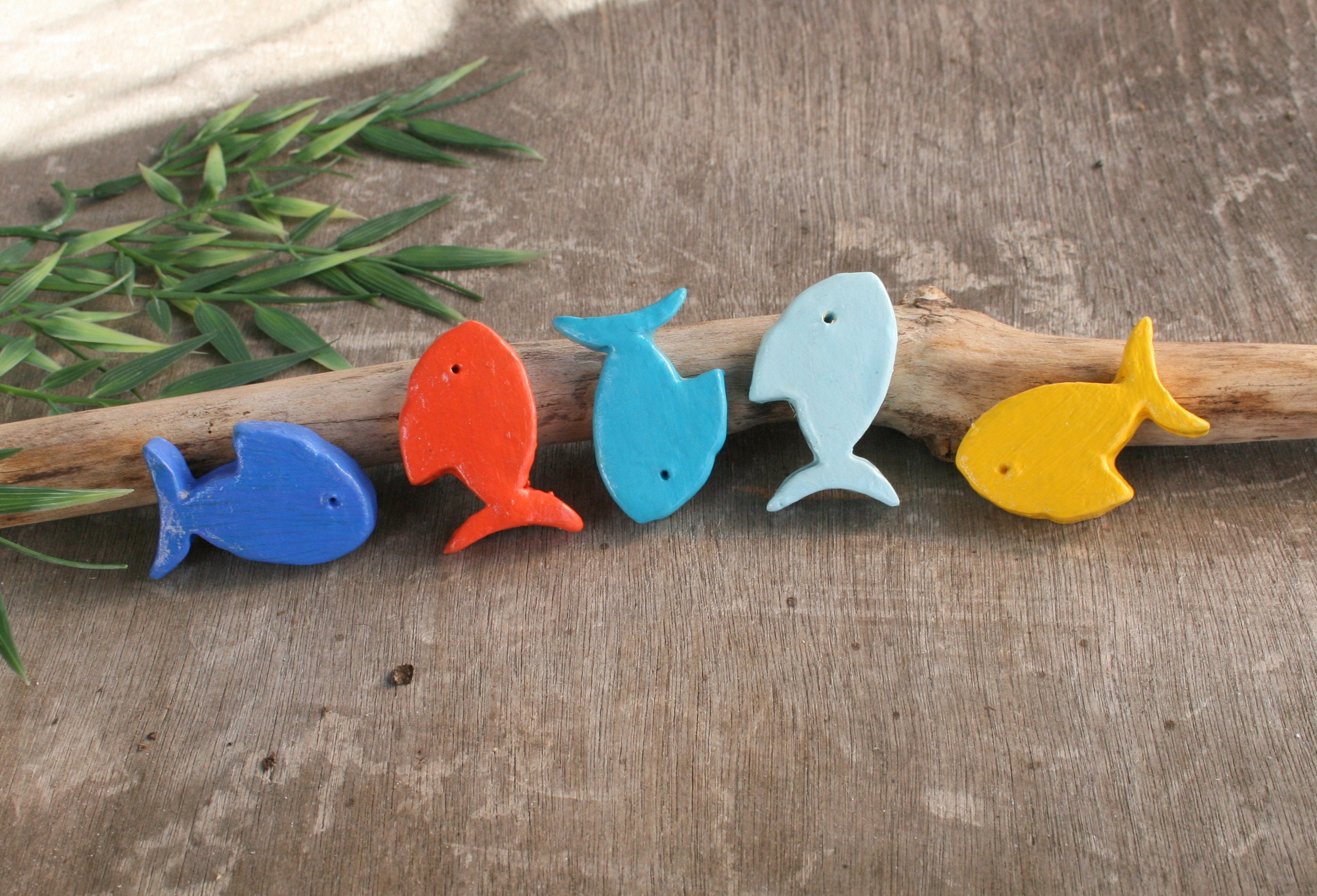Poissons Décoratifs en Pâte d'argile Lot de 5