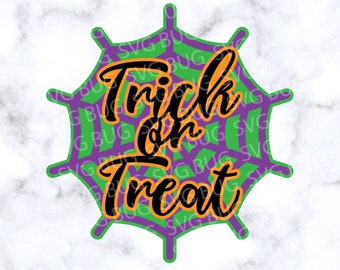 Trick Or Treat Svg File, Halloween Svg File, Spiderweb Svg File, Treat Bag Svg File, Holiday Svg File, Halloween Cut File For Cricut