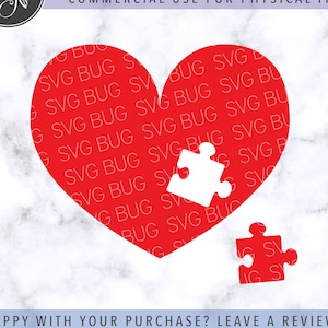 Piece Of My Heart SVG File, Heart SVG File, Puzzle Piece SVG File, Valentine's Day Svg File, Love Svg File For Cricut y Silhouette