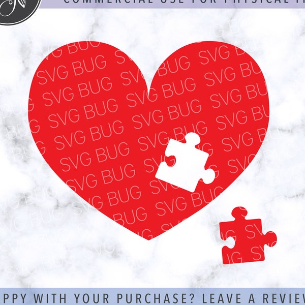 Piece Of My Heart SVG File, Heart SVG File, Puzzle Piece SVG File, Valentine's Day Svg File, Love Svg File For Cricut and Silhouette