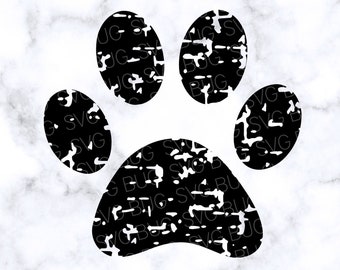 Grunge Paw Print Svg file, Distressed Paw Print Svg File, Dog Paw Svg File For Cricut