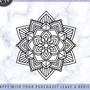 May include: Black and white mandala design with intricate details. This digital download is for commercial use for physical items.