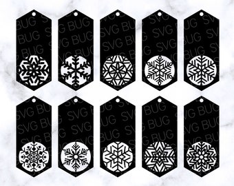 Sneeuwvlok Gift Tags SVG bundel 2, Gift Tags SVG, decoratieve Gift Tags SVG, kerst Tags Svg, Snowflake Svg-bestand, Cricut Svg-bestanden bundel