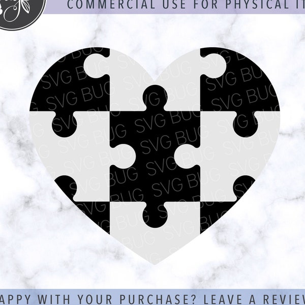 Heart With Puzzle Pieces Svg Etsy