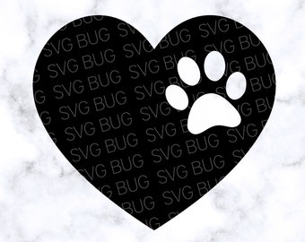 Heart With Paw Print SVG file, Dog Paw Print SVG File, Dog SVG File, Heart Svg File, Pet Svg File, Paw Print Cut File For Cricut, Silhouette