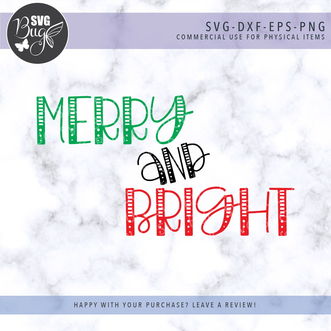 Merry and Bright Svg File, Christmas Svg File, Holiday Svg File - Etsy