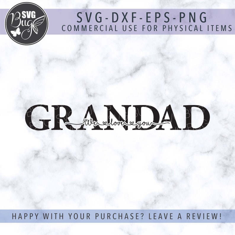 Download We Love You Grandad SVG File Grandad SVG File Father's | Etsy
