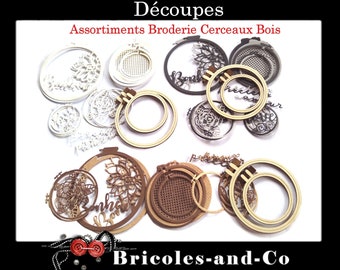 Embroidery cutting and wooden hoops 18Pcs. Color assortment of your choice. Scrap die cut embellishments