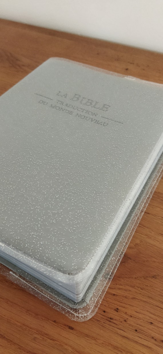 JW Bible Cover in Clear Glitter Plastic or Plain Clear 