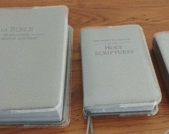 Sur Mesure : protège bible ou livre transparent uni ou transparent pailleté à vos dimensions