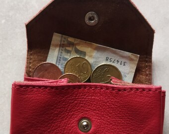 porte monnaie en cuir rouge , petit porte monnaie cuir