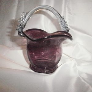 Colorful glass basket Vintage glassware Art glass basket Kitchen decor Gift idea Hand blown glass basket Candy bowl Decorative glass vase
