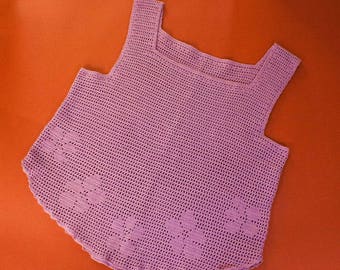 Summer clothes Filet crochet top Cotton blouse Size small womens Cotton boho clothes Clothing for rest Summer crochet top Violet color