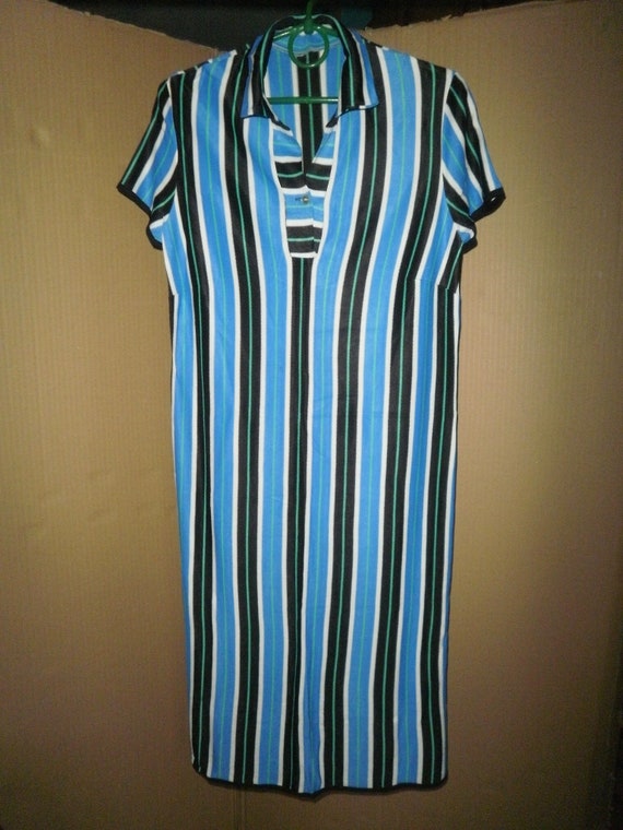 ladies jersey summer dresses T-shirt Dress L Retro Women Dress Stockinet Dress Elastic Pencil Dress Blue Green White Black Striped Selena Maxi