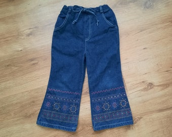 Vintage baby jeans beautiful girls jeans embroidered baby jeans wide ends jeans for girls original jeans beautiful babygirls jeans for kids
