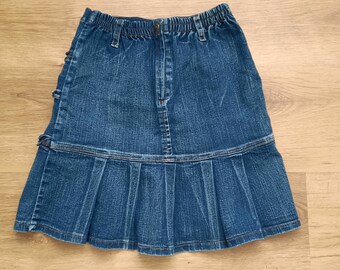 Vintage denim skirt for girls girls clothing skirt with ruffles 5-6 years girls blue denim skirt for babygirl beautiful denim ruffles skirt