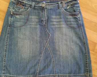 Cecil vintage blauwe spijkerrok, lage taille.