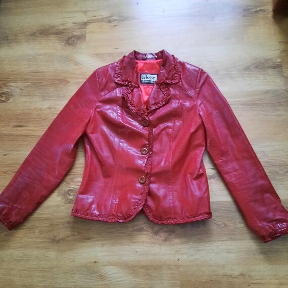 dark red leather jacket womens