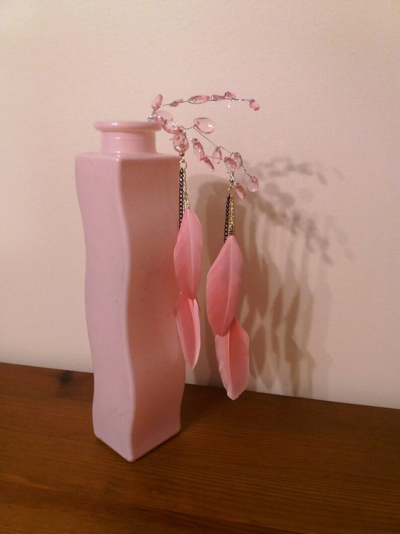 Pink earrings beautiful feather earrings Easter gifts for her beautiful Birthday gifts for wife gifts for girlfriend wife mother gifts