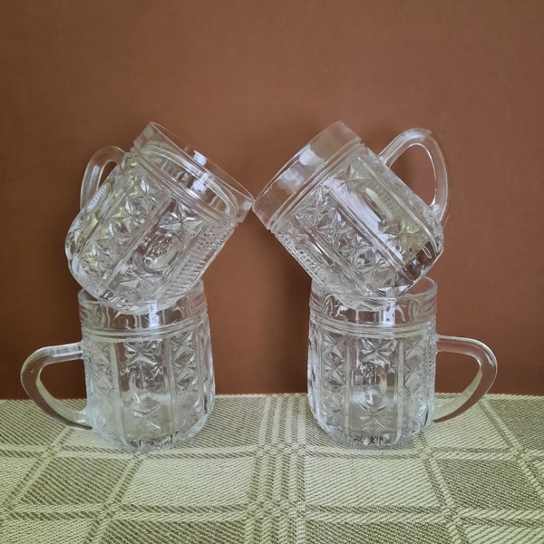 4 Waterford crystal mugs mulled wine glass set vintage crystal cups made in USSR vintage glasses crystal Soviet glasses barware beer glasses